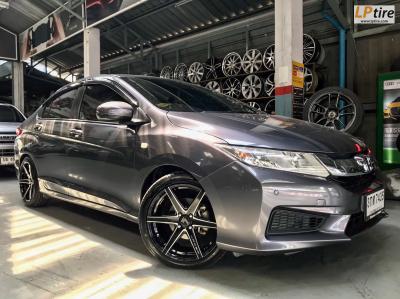 Honda City + แม็ก Lenso Jager Craft ขอบ17 สีดำเงามิลลิ่งก้าน + ยาง DUNLOP LM704 205/45-17