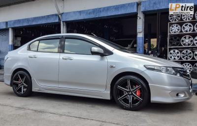 HONDA CITY + ล้อแม็กลาย Lenso JAC Jager Craft ขอบ 17นิ้ว สีดำมิลลิ่ง + ยางรถยนต์ DUNLOP LM704 205/45-17