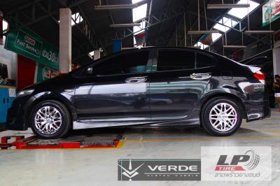 HONDA CITY จัดล้อแม็ก VD JH-1122 (AX Repla) 15x6.5 ET38 4x100 โครเมี่ยม พร้อมยาง  DEESTONE R702 195/55-15 สวยลงตัวครับ