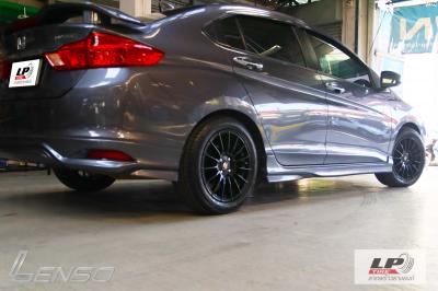 #HONDA#CITY จัดล้อแม็ก #LENSO#PROJECT ProjectD #RACE5 16x7 ET40 4x100 #ดำด้าน พร้อมยาง DUNLOP LM704 195/55-16 ยังสวยลงตัวแบบหล่อ