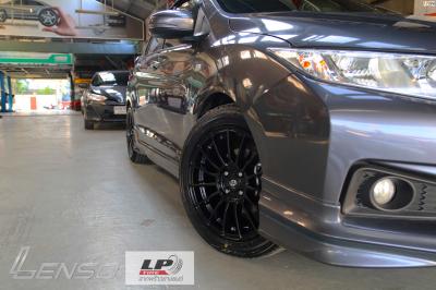 #HONDA#CITY จัดล้อแม็ก #LENSO#PROJECT ProjectD #RACE5 16x7 ET40 4x100 #ดำด้าน พร้อมยาง DUNLOP LM704 195/55-16 ยังสวยลงตัวแบบหล่อ