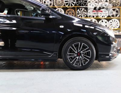 #HONDA#CITY จัดล้อแม็ก APP By Lenso TORQ SMR 15x7 ET35 4x100 #ดำหน้าเงา พร้อมยาง ALLIANCE 030Ex MADE IN JAPAN 195/55-15 สวยลงตัวครับ