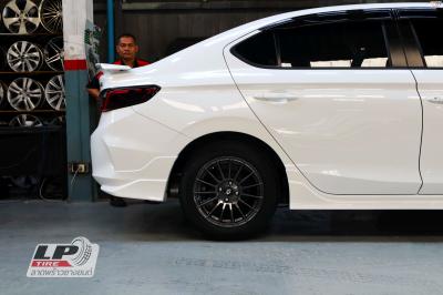 #HONDA#CITY(ป้ายแดง) จัดล้อแม็ก #LENSO ProjectD #RACE5 15x7.5 ET35 4x100 Hyper Dark หรูลงตัวมาก สวยงาม