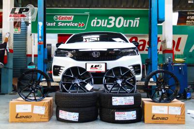 #HONDA#CITY (ป้ายแดง) จัดแม็ก #LENSO Jager Dyna 17x7.5 ET35 4x100 #ดำด้าน + DEESTONE R702 205/45-17 สวยงามลงตัวครับ