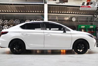 #HONDA#CITY (ป้ายแดง) จัดแม็ก #LENSO Jager Dyna 17x7.5 ET35 4x100 #ดำด้าน + DEESTONE R702 205/45-17 สวยงามลงตัวครับ