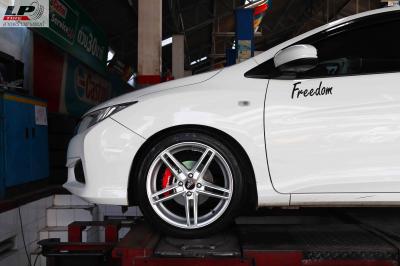 HONDA CITY จัดล้อแม็ก #CV5 17x7.5 ET35 4x100 #HSหน้าเงา ใส่ยางเดิมยังสวยงาม