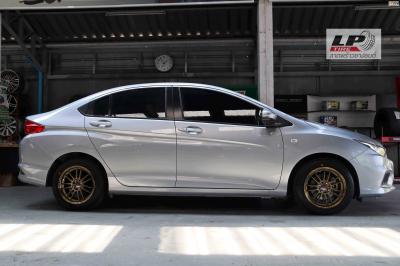 #HONDA#CITY จัดแม็ก #RE30 15x7 ET33 4x100 #น้ำตาลไหมยิงทรายขอบเงา พร้อมยางยนต์ YOKOHAMA A-DRIVE AA01 195/55-15 โปรพร้อมยางยนต์ชุดละ 15,400-.