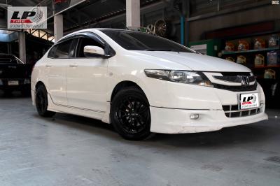 #HONDA#CITY X ENKEI #SC48 15x7 ET38 4x100 #ดำด้าน +DUNLOP LM704 195/55-15 