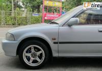 Honda City + ล้อแม็ก Lenso Project D01 (PD1) 15นิ้ว สีHyper Silver + ยาง DUNLOP LM 703 195/55-15