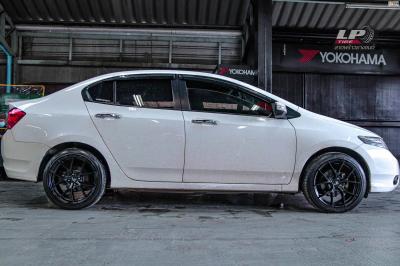 รถ -HONDA CITY ล้อแม็ก -LENSO Jager Dyna ดำด้าน สเปค - 17x7.5 ET35 4x100