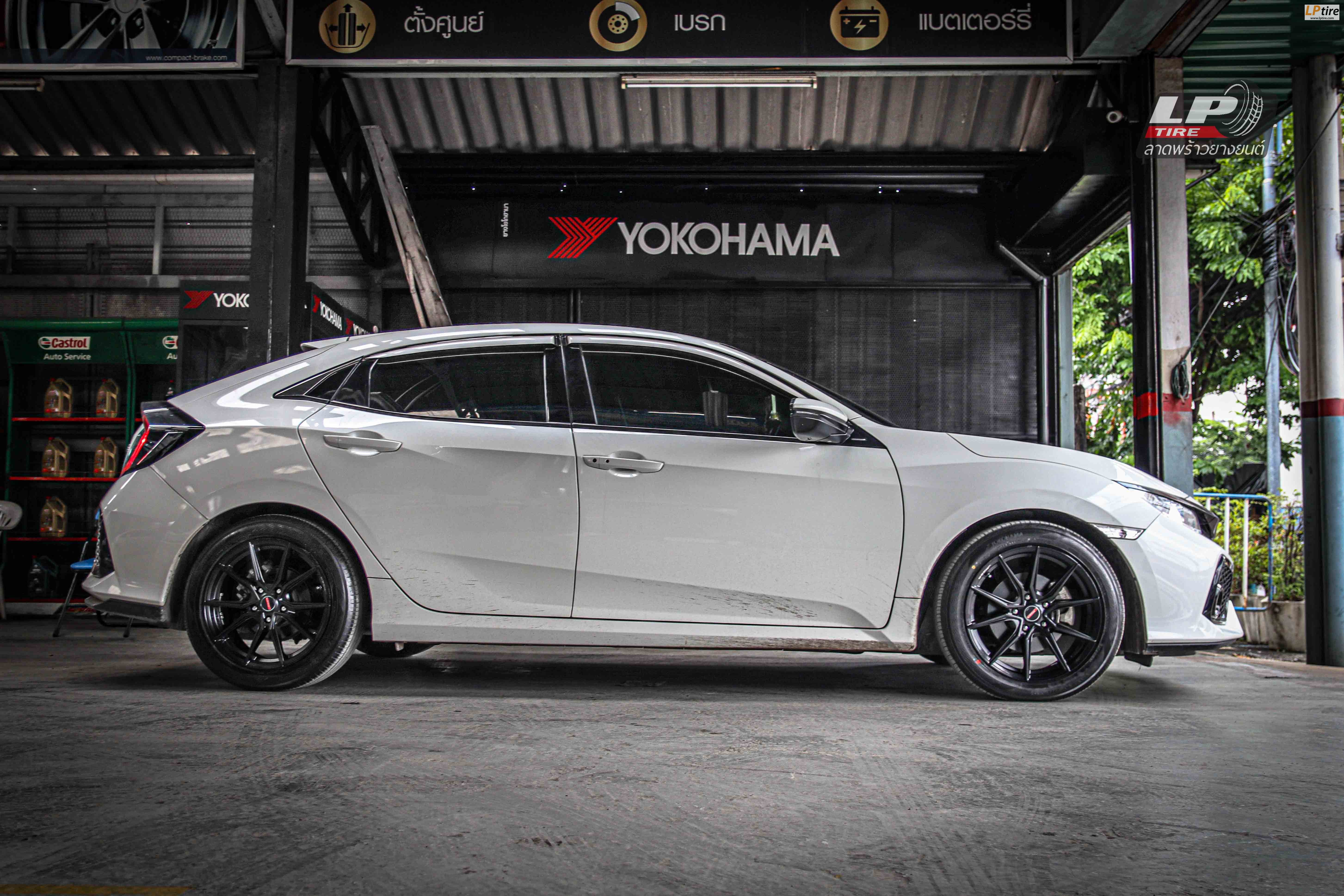 รถ - HONDA CIVIC X FC ล้อแม็ก - LENSO JAGER JAVA ดำด้านหน้าด้าน สเปค - 17x7.5 ET38 5x114.3 รัดยาง - YOKOHAMA ADVAN BD V552 เบอร์ - 215/50-17 (ยางเดิม)