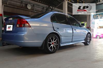 HONDA CIVIC จัดล้อแม็ก MGW MF-8033 15x6.5 ET35 4x100 ดำหน้าเงาอันเดอร์คัดเงิน  พร้อมยาง YOKOHAMA V552 195/60-15 ยังสวยลงตัว