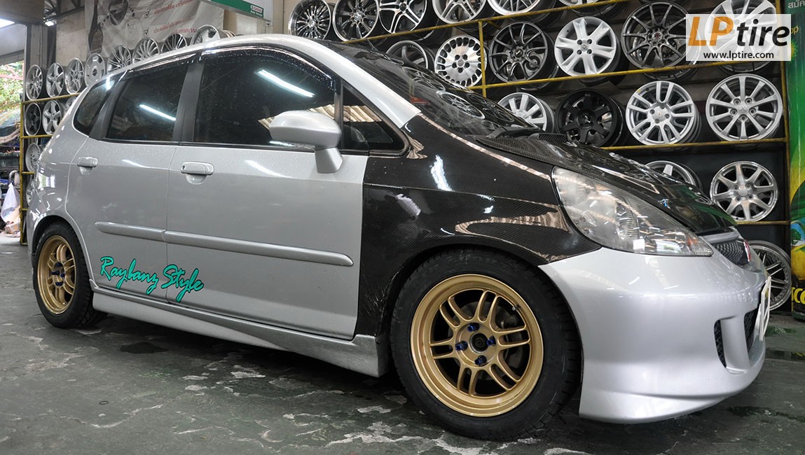 Honda Jazz + แม็กลาย RPF1 15นิ้ว สีทอง + ยาง ACHILLESS ATR SPORT 195/55R15