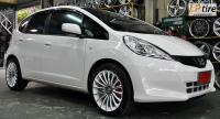 Honda Jazz + ล้อแม็ก MIC Racing 393 17นิ้ว สีขาวหน้าดำ + ยาง ACHILLES ATR 205/45-17