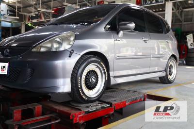 #HONDA#JAZZ จัดล้อแม็กโปรพร้อมยาง ล้อแม็ก #APEX BC906 #BBS 15x7 ET35 4x100-4x114.3 #ดำเงาขอบเงา พร้อมยาง RAIDEN HERO R111 195/55-15 สวยงามลงตัว