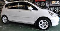 Honda Jazz + ล้อแม็ก Lenso Project D01 (PD1) 15นิ้ว สีขาว + ยาง YOKOHAMA Earth-1 195/55-15