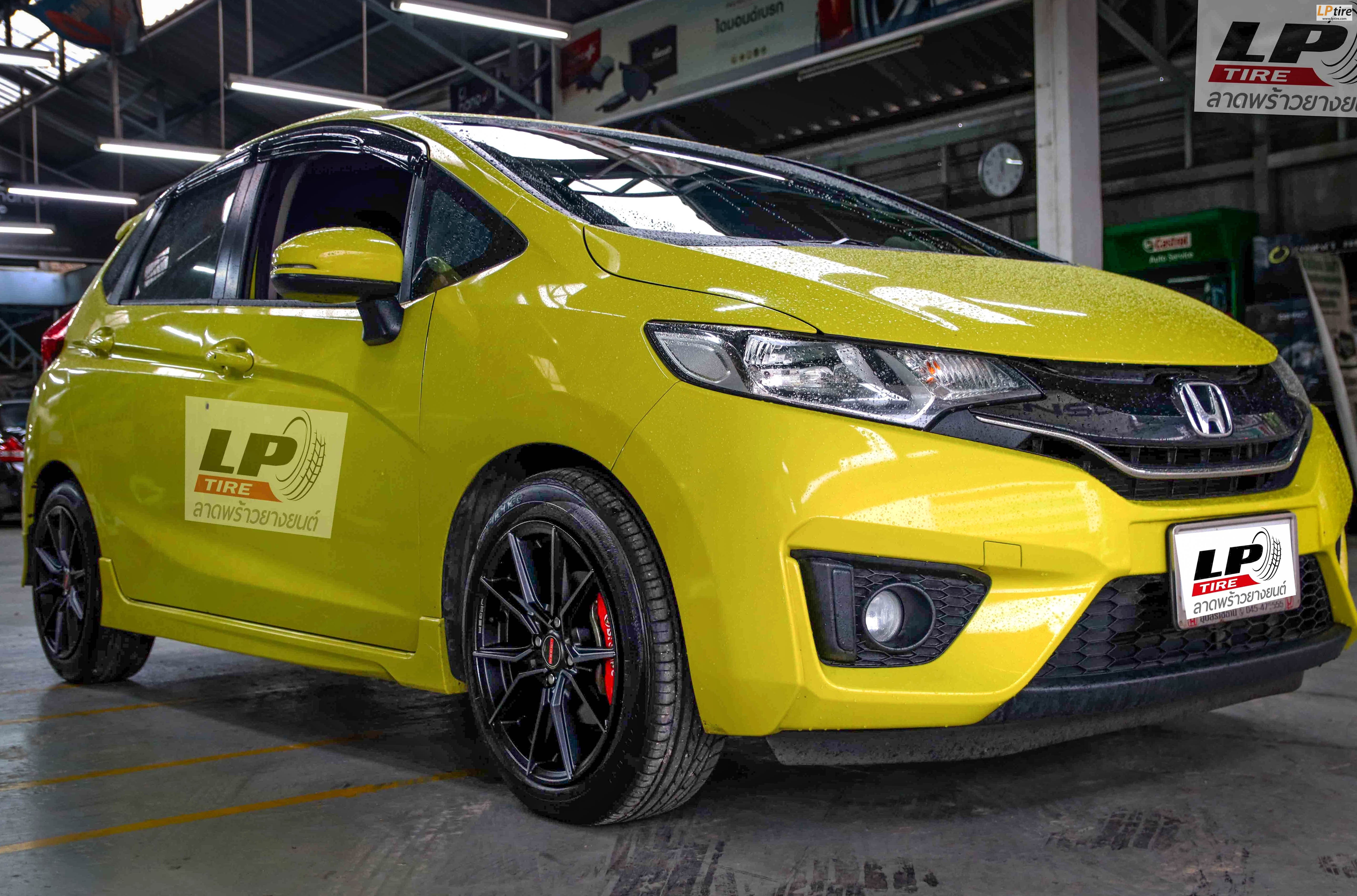 รถ - HONDA JAZZ  ล้อแม็ก - LENSO  JAGER JAVA สีดำหน้าชา สเปค - 16x7.0 4x100 ET35 รัดยาง - GOODYEAR GOODYEAR DURAPLUS เบอร์ - 185/65R16(ยางเดิม)