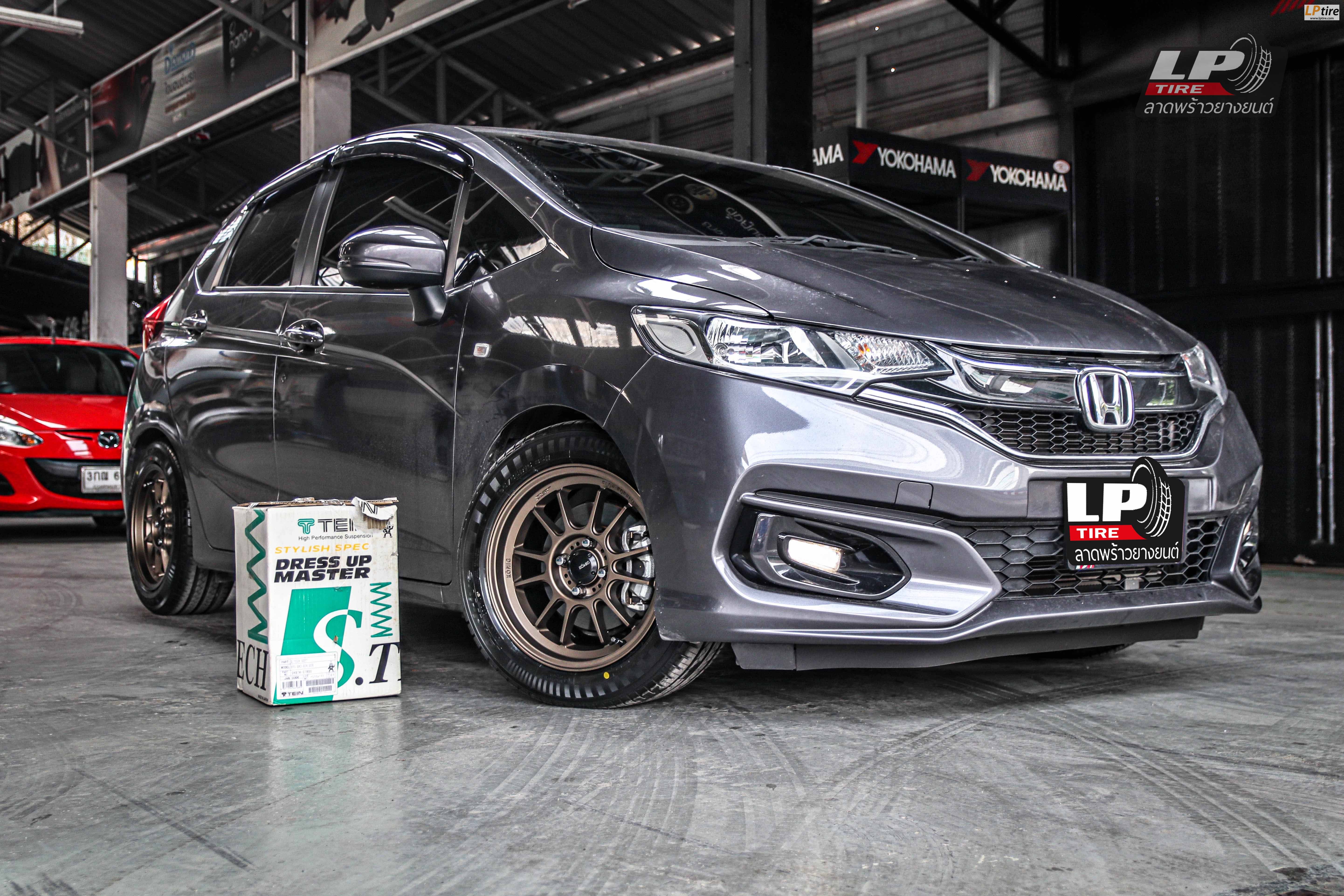 รถ - HONDA JAZZ GK ล้อแม็ก - KONIG N781 น้ำตาล สเปค - 17x7.5 ET40 4x100 รัดยาง - YOKOHAMA A-DRIVE AA01 เบอร์ - 195/55-15 สปริง - TEIN รุ่น - S-TECH