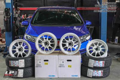 รถ - HONDA JAZZ ล้อแม็ก - ENKEI SC55 ขาว สเปค - 15x7 ET28 4x100 ยาง - LENSO D-1CS เบอร์ - 195/55-15