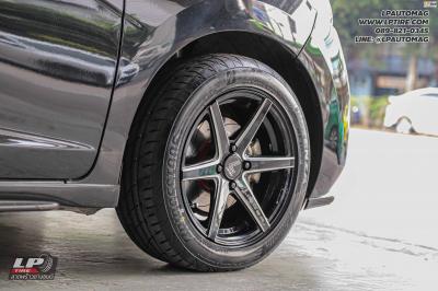 รถ -HONDA JAZZ ล้อแม็ก - LENSO JAGER CRAFT ดำเงามิลลิ่งก้านเงิน สเปค - 15x7 ET35 4x100 รัดยาง - BRIDGESTONE RE004 เบอร์- 195/55-15