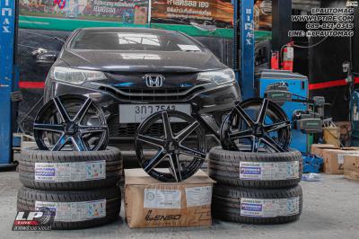 รถ -HONDA JAZZ ล้อแม็ก - LENSO JAGER CRAFT ดำเงามิลลิ่งก้านเงิน สเปค - 15x7 ET35 4x100 รัดยาง - BRIDGESTONE RE004 เบอร์- 195/55-15