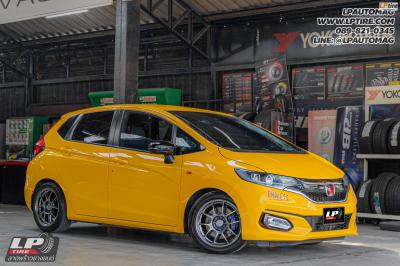 รถ - HONDA JAZZ&nbsp;ล้อแม็ก -LENSO VENOM V1N FlowForming Hyper Black สเปค - 16x7 ET35 4x100