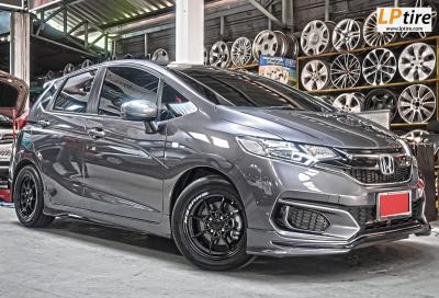 HONDA JAZZ + ล้อแม็กลาย MUGEN MF08L ขอบ 15นิ้ว สีดำด้าน