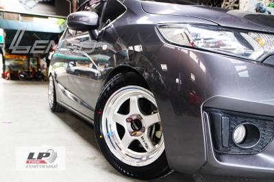 HONDA JAZZ จัดล้อแม็ก LENSO ProjectD D1SE 15x7.5 ET35 4x100 HSขอบเงา พร้อมยาง YOKOHAMA A-DRIVE AA01 195/55-15 ยังสวยลงตัว