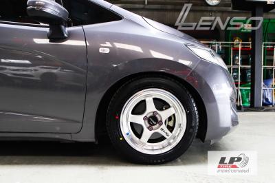 HONDA JAZZ จัดล้อแม็ก LENSO ProjectD D1SE 15x7.5 ET35 4x100 HSขอบเงา พร้อมยาง YOKOHAMA A-DRIVE AA01 195/55-15 ยังสวยลงตัว