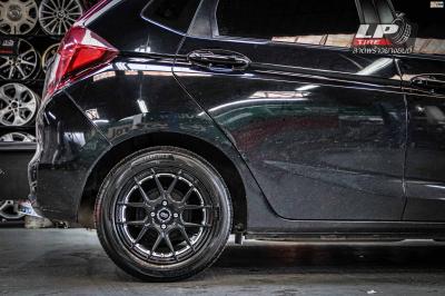 รถ - HONDA JAZZ GK ล้อแม็ก - ENKEI SC40 ดำอันเดอร์คัตเงิน สเปค - 15x7 ET35 4x100 รัดยาง - ALLIANCE AL30 030Ex เบอร์ - 195/55-15