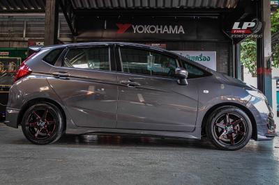 รถ - HONDA JAZZ ล้อแม็ก -COSMIS INNERLINE.S1 9929 ดำเงามิลลิ่งก้านแดง สเปค - 15x7 ET30 4x100