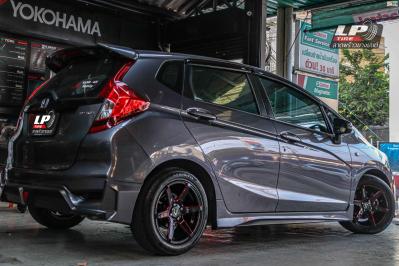 รถ - HONDA JAZZ ล้อแม็ก -COSMIS INNERLINE.S1 9929 ดำเงามิลลิ่งก้านแดง สเปค - 15x7 ET30 4x100