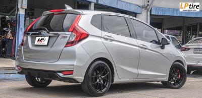 HONDA JAZZ จัดล้อ แท้ LENSO JAGER DYNA 16x7 4H100 ดำด้าน ยางเดิม 185/55-16