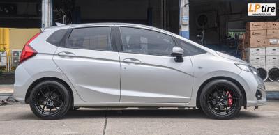 HONDA JAZZ จัดล้อ แท้ LENSO JAGER DYNA 16x7 4H100 ดำด้าน ยางเดิม 185/55-16