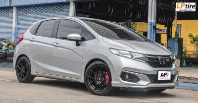 HONDA JAZZ จัดล้อ แท้ LENSO JAGER DYNA 16x7 4H100 ดำด้าน ยางเดิม 185/55-16