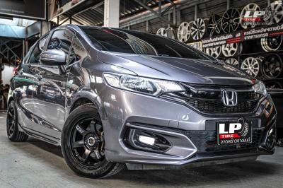 รถ - HONDA JAZZ ล้อแม็ก -MGW TE37 สเปค - 15x7 ET30 4x100 ดำด้าน รัดยาง -COSMIS DECIBEL DR1 เบอร์ - 195/55-15