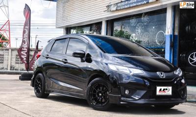 HONDA JAZZ จัดล้อ LENSO 90C 15 ดำด้าน ยาง 195/55R15 YOKOHAMA V701 **ฟรีน็อต LENSO กันขโมย สุดแท้ ดำด้าน***