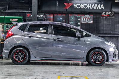 รถ - HONDA JAZZ ล้อแม็ก - INFERNO 0954 (คัทแดง) ดำอันเดอร์คัตแดง ขอบ -15x7 ET38 4x100 ยาง- YOKOHAMA A-DRIVE AA01 เบอร์ 195/55-15