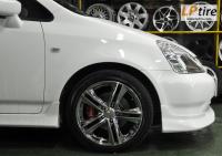 Honda Stream + ล้อแม็ก MIC Racing 392 17นิ้ว สี Black Chorme + ยาง DUNLOP LM703 215/45-17