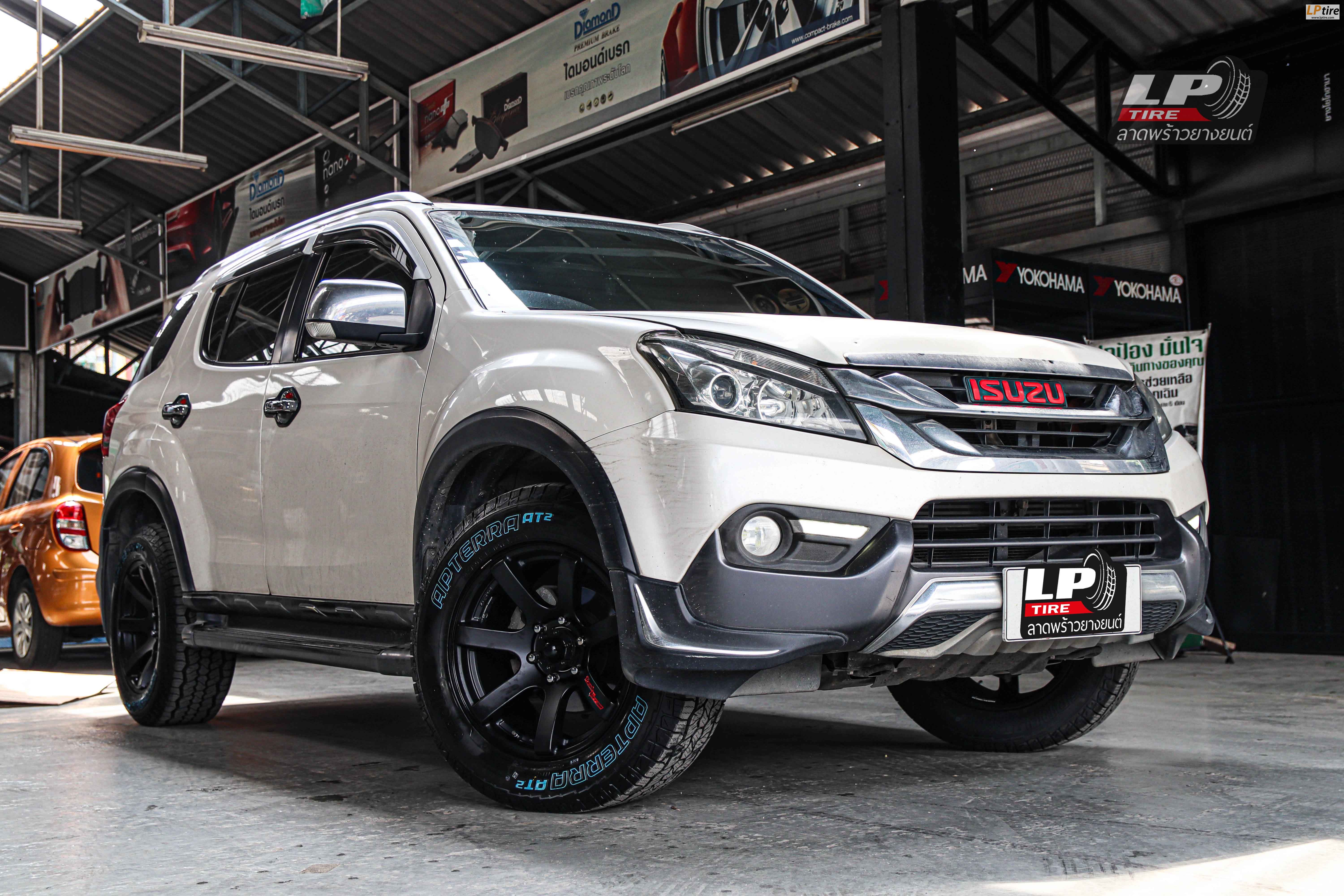 รถ - ISUZU MU-X ล้อแม็ก - LENSO RTConcave RT7 ดำด้าน สเปค - 18x9 ET20 6x139.7รัดยาง - APOLLO APTERRA AT12 เบอร์ - 265/60-18