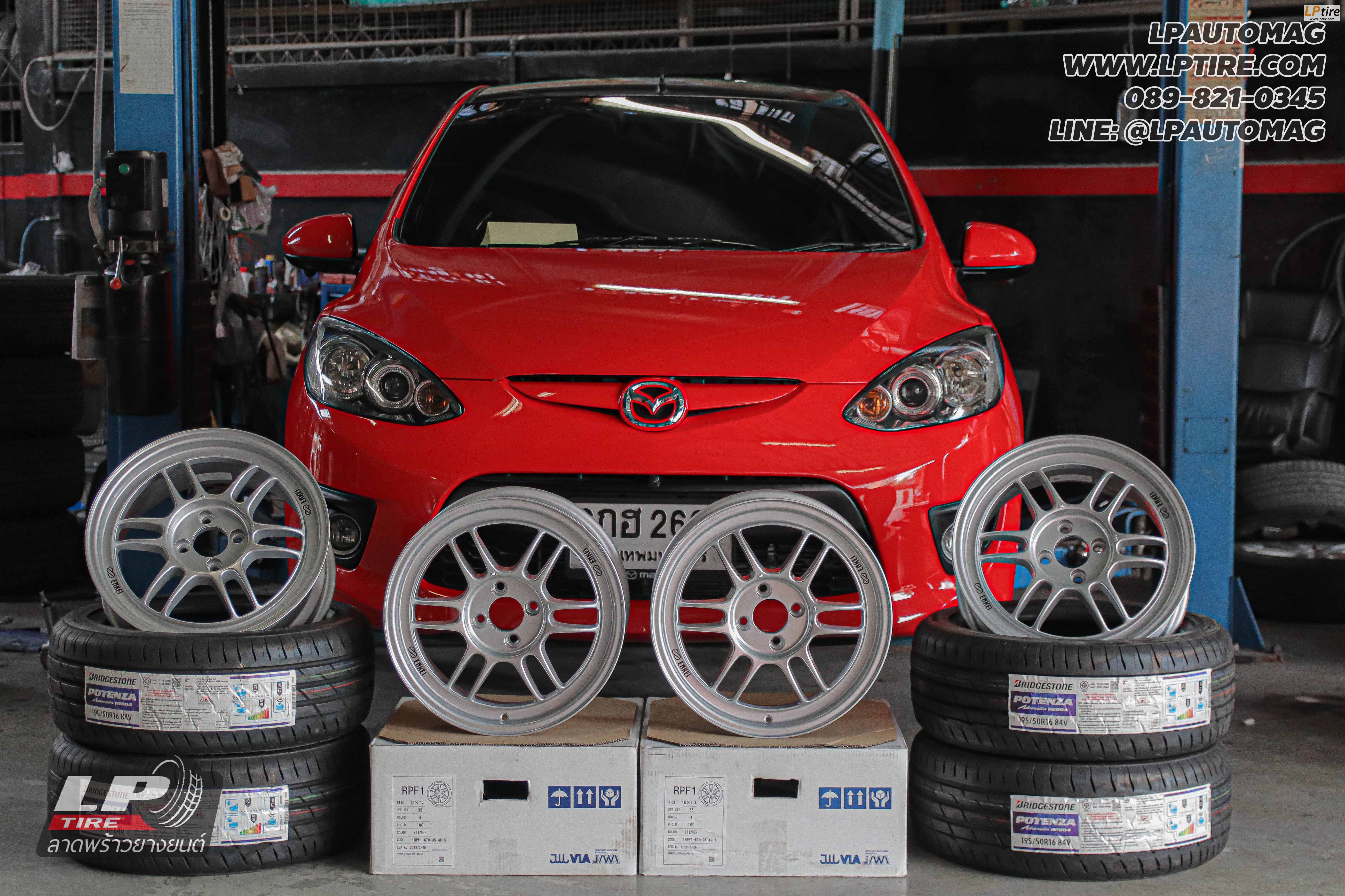 รถ - MAZDA 2 ล้อแม็ก - ENKEI RPF1 SILVER สเปค - 16x7 ET35 4x100 รัดยาง -BRIDGESTONE RE004
เบอร์ - 195/50-16