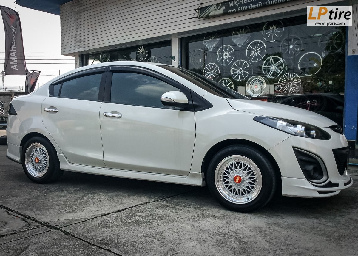 MAZDA 2 + แม็กลาย BBS RS ZX19C ขอบ 15นิ้ว สีHS ขอบเงา + ยางรถยนต์ HANKOOK H308 195/55-15