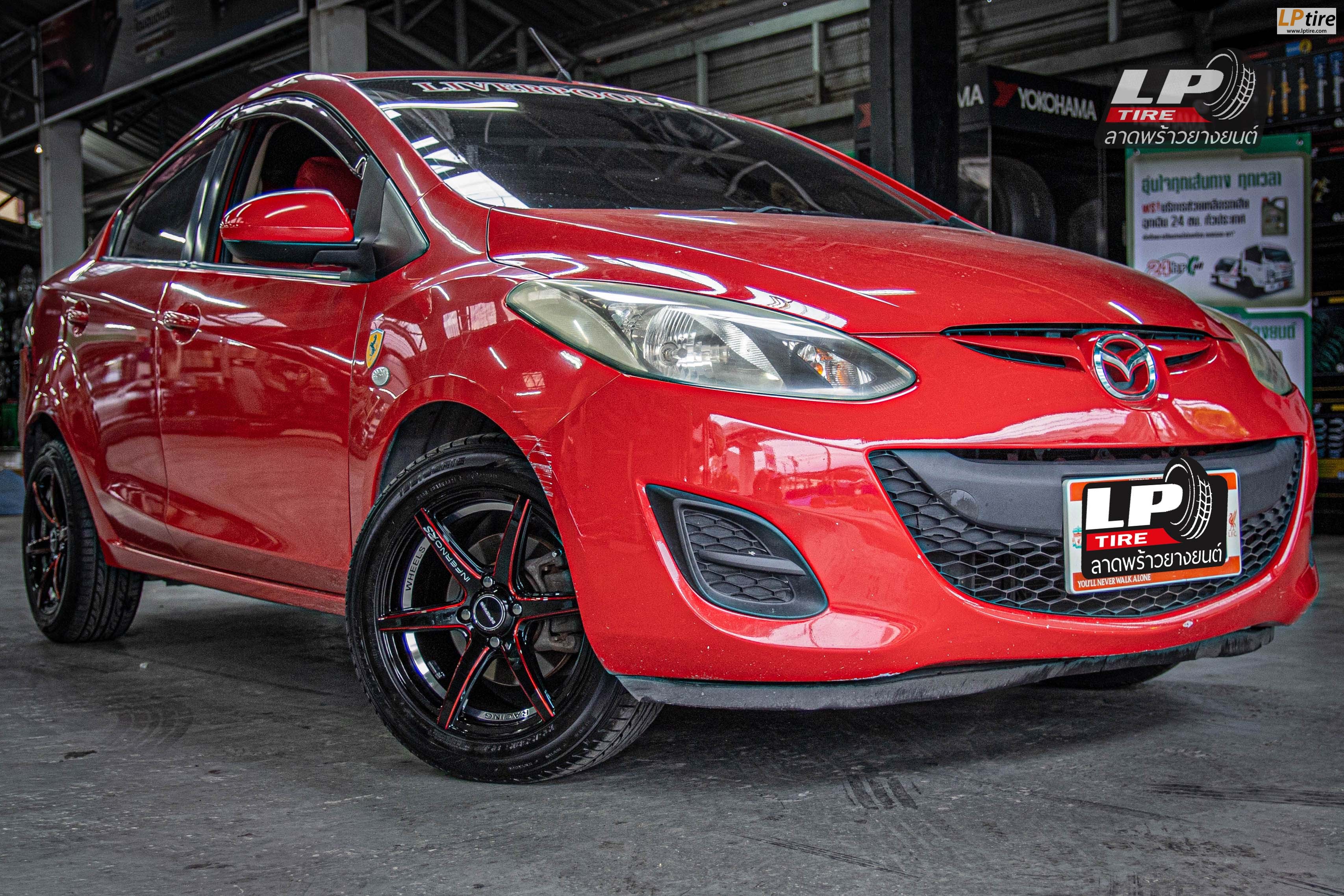 รถ - MAZDA 2 DE ล้อแม็ก - INFERNO INF-8R RS ดำอันเดอร์เงินก้านแดง สเปค - 15x7 ET35 4x100
ยาง - DUNLOP LM704 เบอร์- 195/55-15