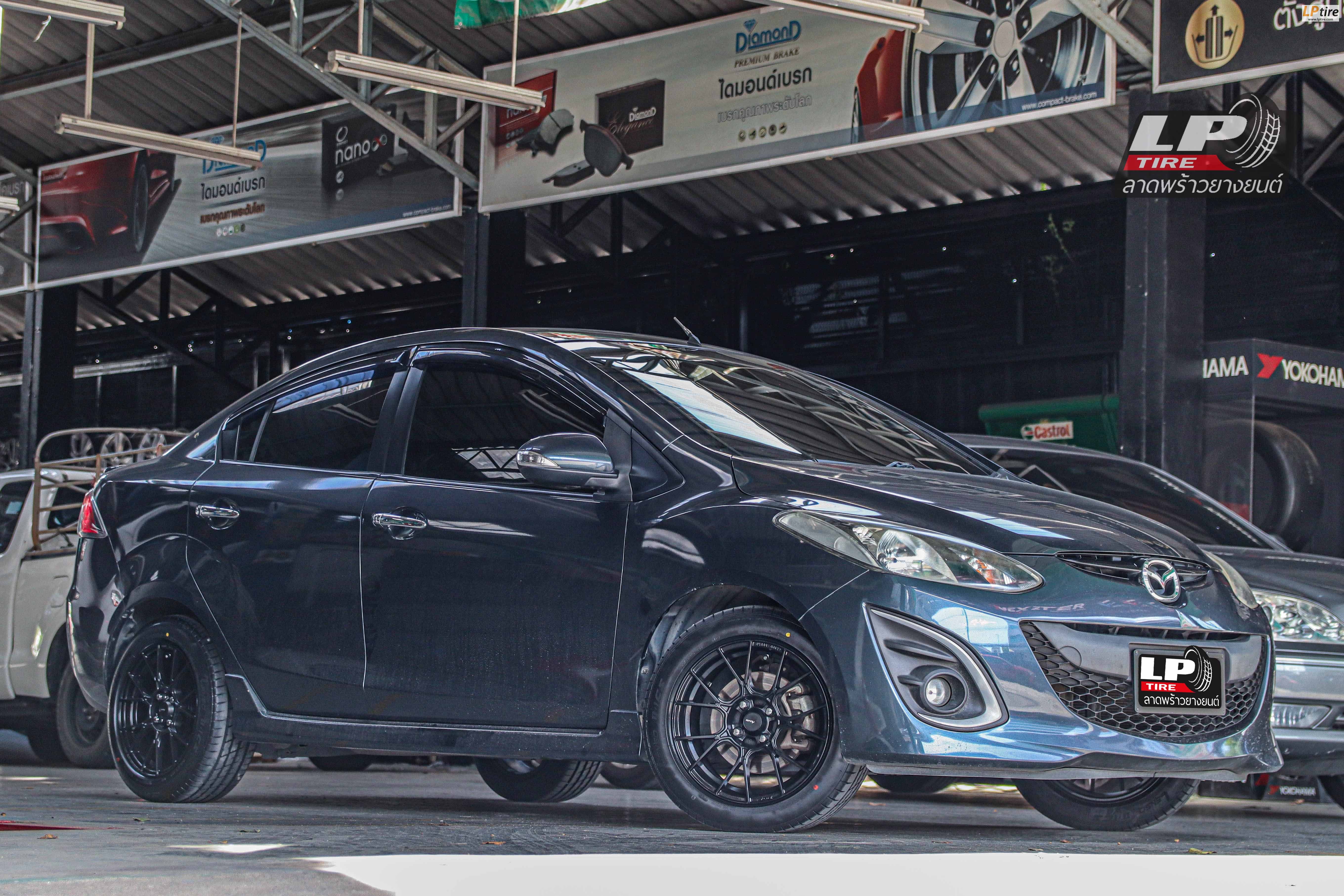 รถ - MAZDA 2 ล้อแม็ก - ADVANTI N971 PRESTO Flowforming ดำด้าน ขอบ - 15x7 ET35 4x100 ยาง - LENSO D-1CS เบอร์ -195/55-15