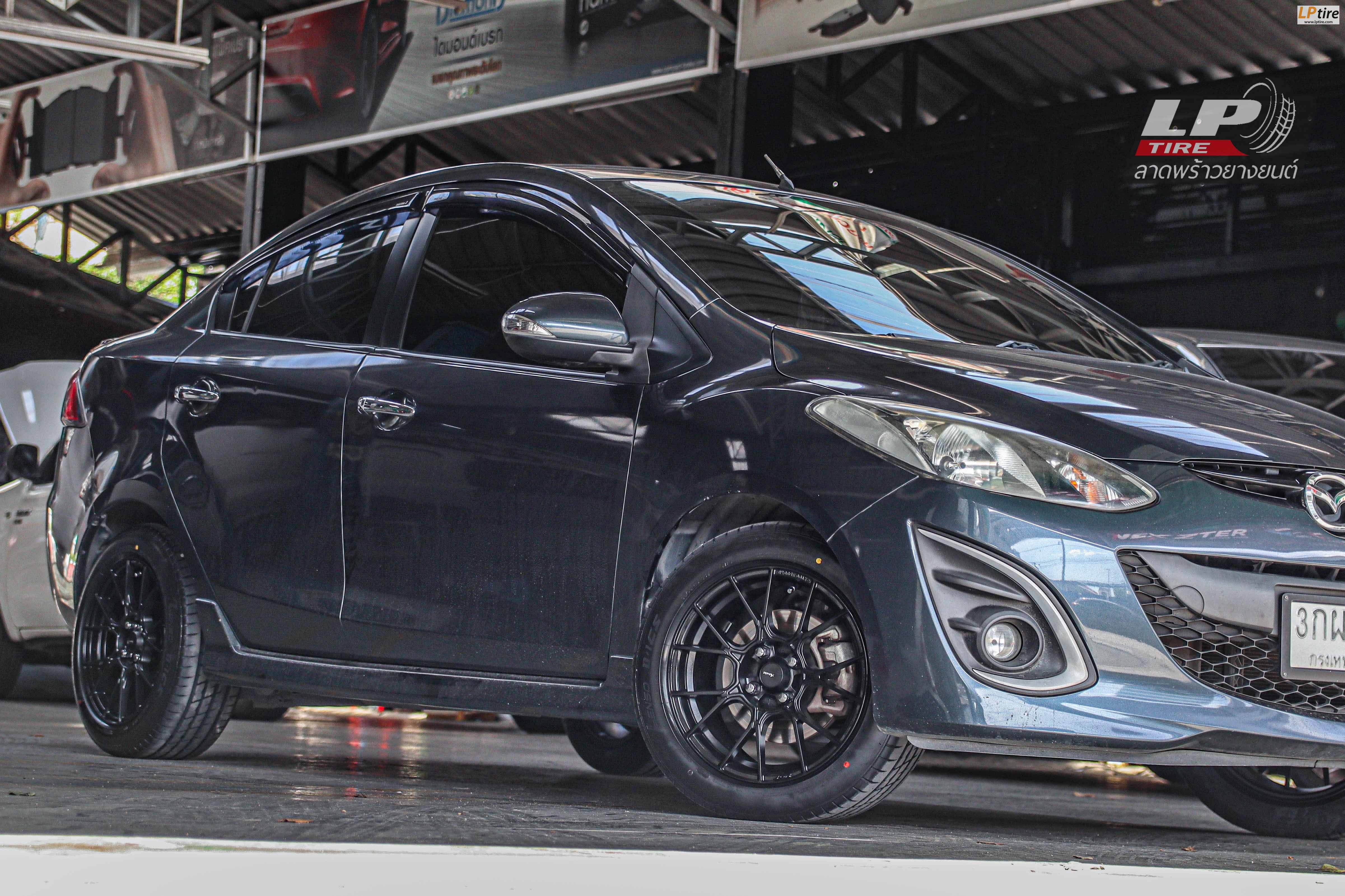 รถ - MAZDA 2 ล้อแม็ก - ADVANTI N971 PRESTO Flowforming ดำด้าน ขอบ - 15x7 ET35 4x100 ยาง - LENSO D-1CS เบอร์ -195/55-15