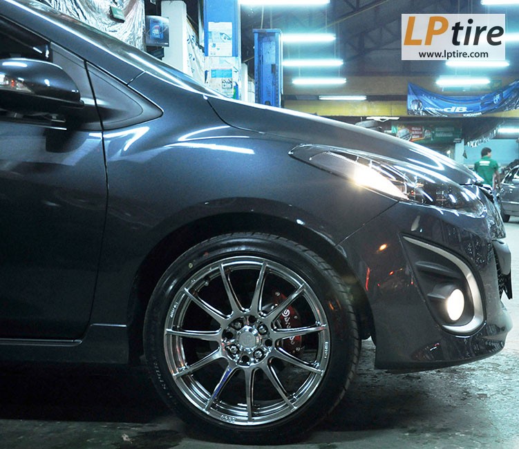 Mazda2 + ล้อแม็ก Enkei SHOT (SC22) 17นิ้ว สีHyper Chrome + ยาง DUNLOP LM703 205/45-17