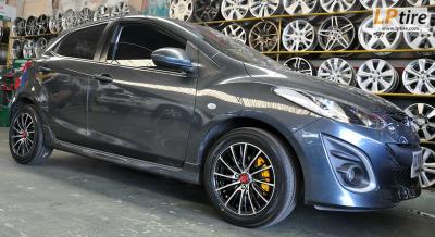 Mazda2 + ล้อแม็ก Lenso Samurai Chouten (SCC) 15นิ้ว สีดำหน้าเงา + ยาง YOKOHAMA V551 195/55R15