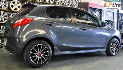 Mazda2 + ล้อแม็ก Lenso Samurai Chouten (SCC) 15นิ้ว สีดำหน้าเงา + ยาง YOKOHAMA V551 195/55R15