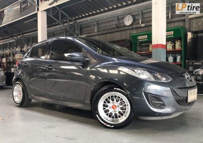 Mazda 2 + แม็กลาย BBS H189 ขอบ15 Hyper silve ขอบเงา +ยาง RAIDEN HERO R111 195/55-15