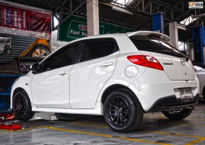 Mazda 2 + แม็ก ENKEI SC 48 15นิ้ว สีดำด้าน + ยางรถยนต์ DUNLOP LM704 195/55-15